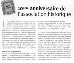 Les 10 ans de l'Association Historique