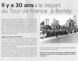 IL Y A 30 ANS DEPART DU TOUR DE FRANCE A BONDY
