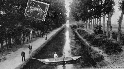 Coupage d'herbes sur le canal